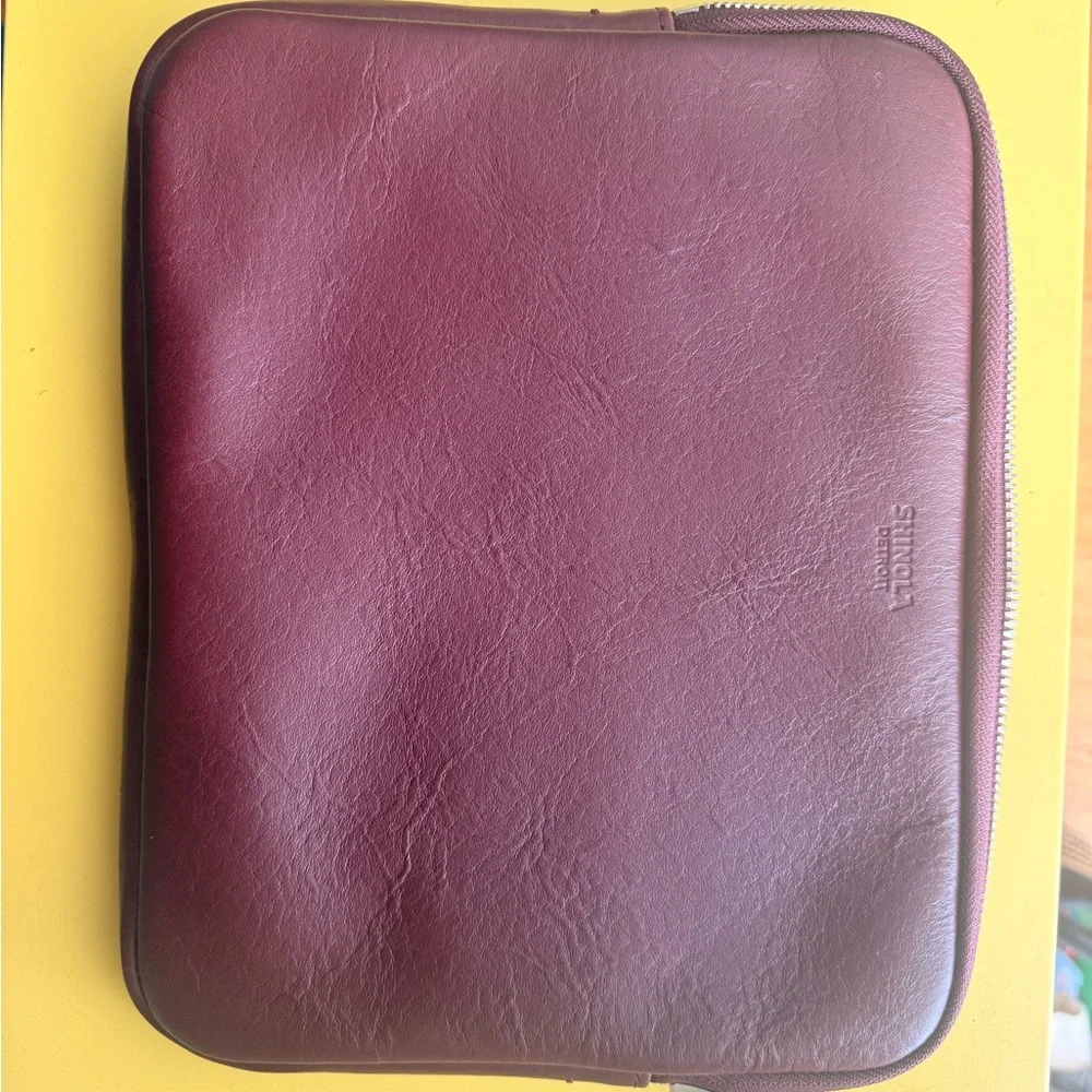 Shinola Maroon Leather Sleeve and Wallet Set